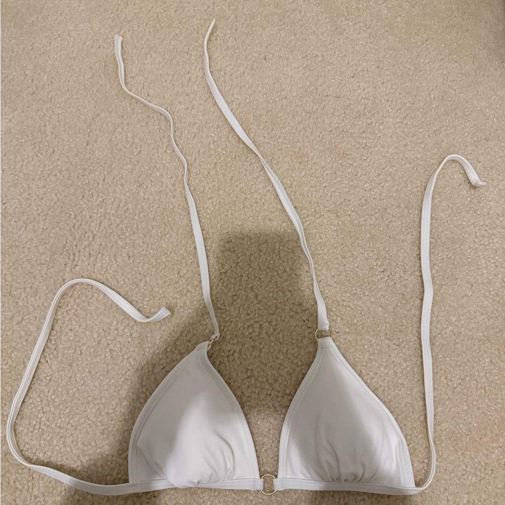 White Bikini Top with Gold Ring in middle